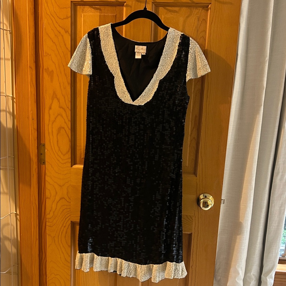 Tracy Reese Black and White Beaded Dress